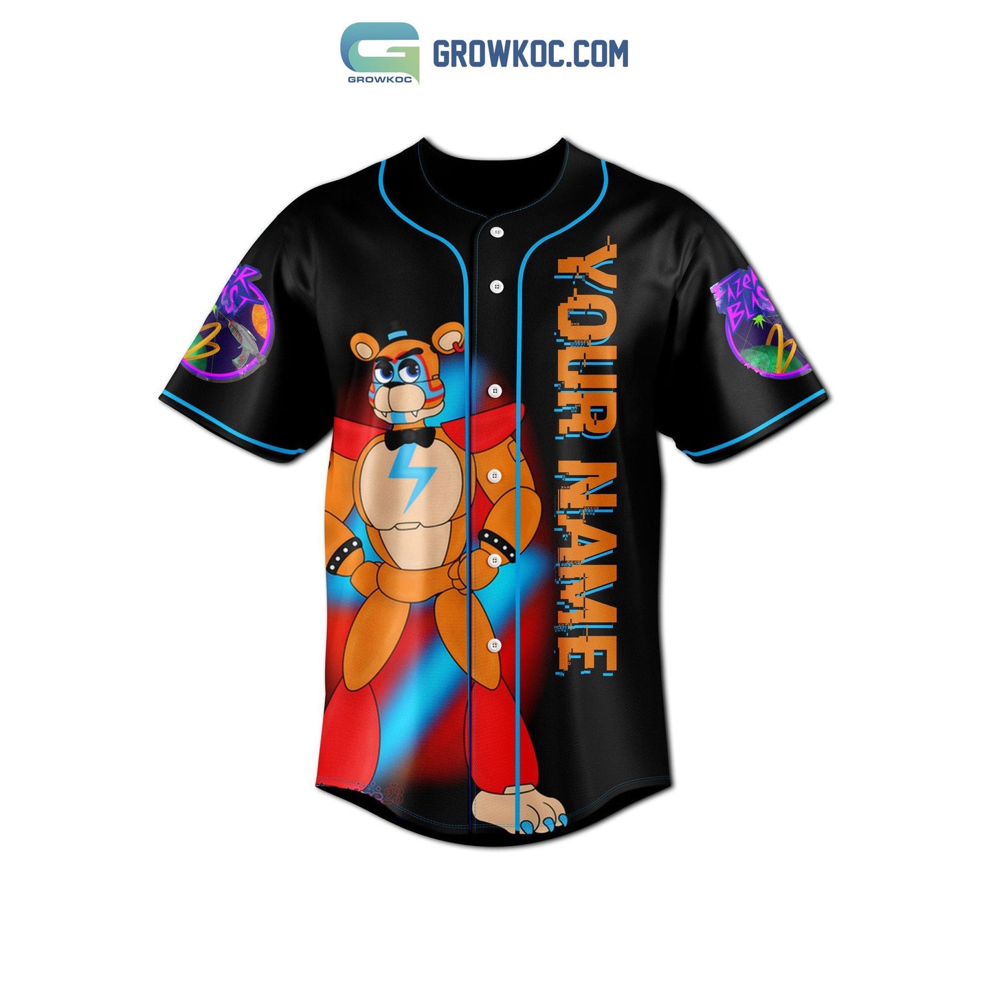 Freddy’s Fazer Blast Personalized Baseball Jersey baseball jersey product view 2