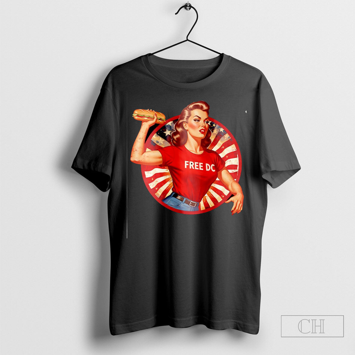 Free Dc Sandwich Girl Pin Up Shirt Tee Unisex T-shirt, Sweatshirt, Hoodie, Long Sleeve Tee - T-Shirt, Sweatshirt, Hoodie