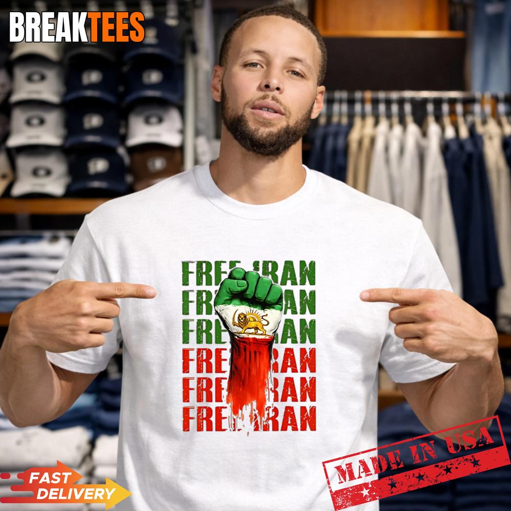 Free Iran Heart Flag Freedom Support Protest Typography Graphic Shirt Unisex T-shirt, Sweatshirt, Hoodie, Long Sleeve Tee - T-Shirt, Sweatshirt, Hoodie