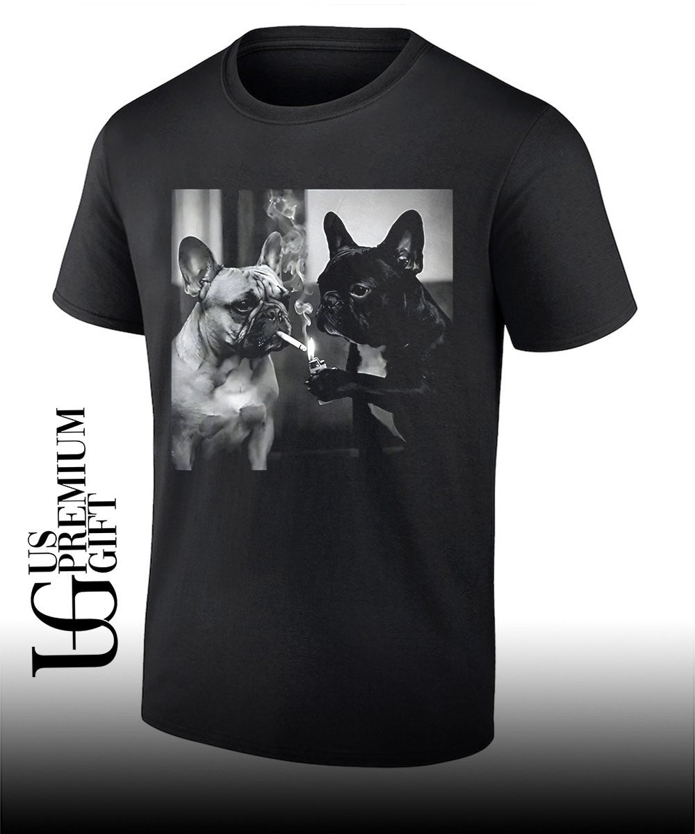 Frenchie Buddies French Bulldog smoking cigarette meme shirt Unisex T-shirt, Sweatshirt, Hoodie, Long Sleeve Tee - T-Shirt, Sweatshirt, Hoodie