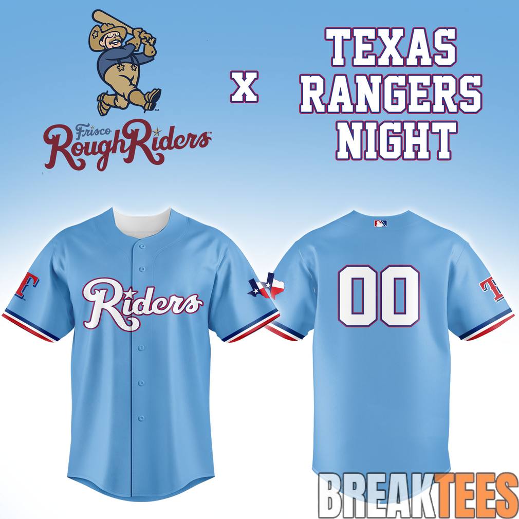 Frisco RoughRiders x Texas Rangers Night Custom Baseball Jersey baseball jersey product view 1