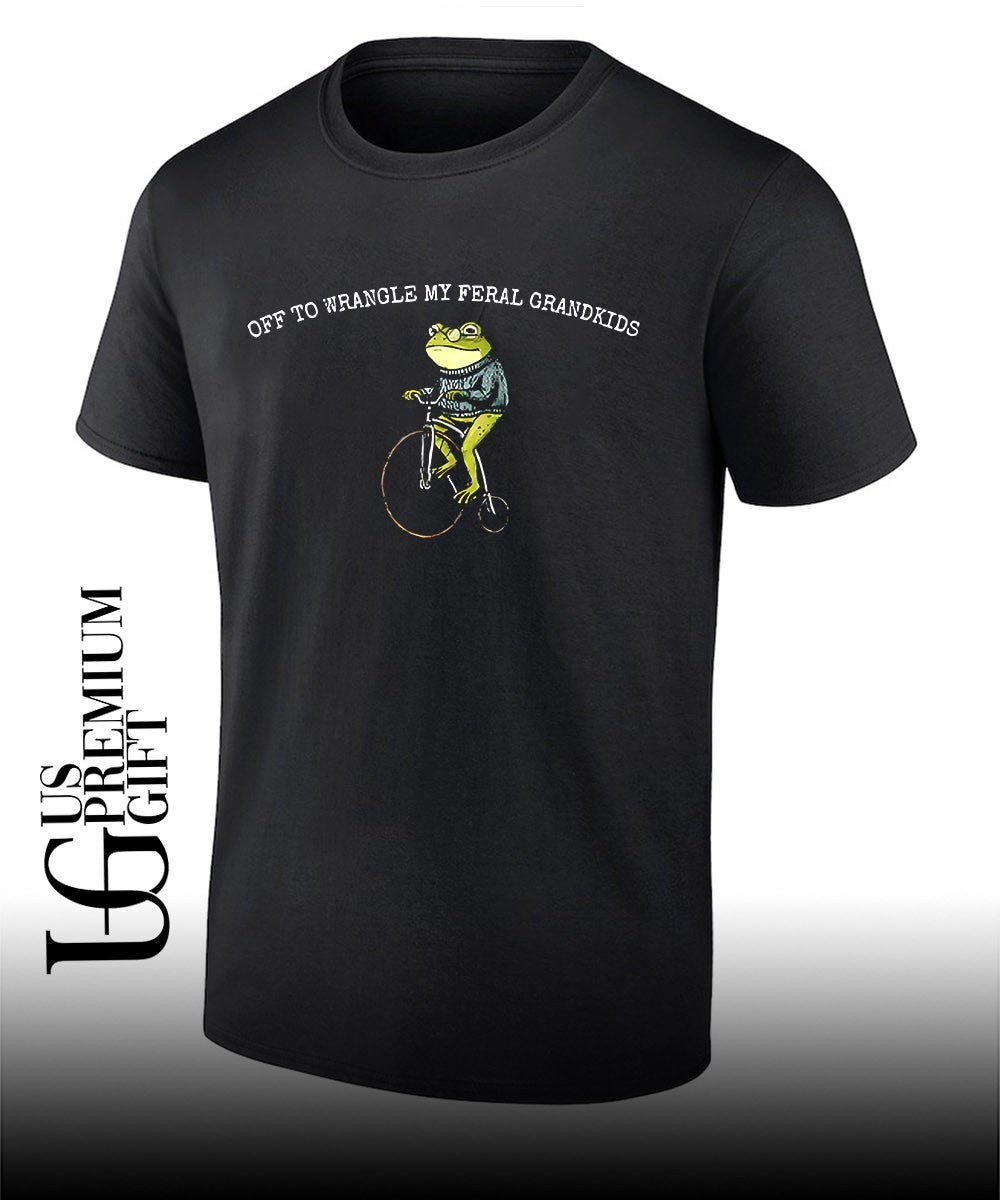 Frog off to wrangle my feral grandkids shirt Unisex T-shirt, Sweatshirt, Hoodie, Long Sleeve Tee - T-Shirt, Sweatshirt, Hoodie