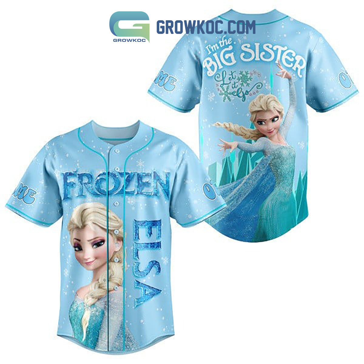 Frozen Elsa I’m The Big Sister Let It Go Custom Name Personalization Christmas Baseball Jersey baseball jersey product view 1