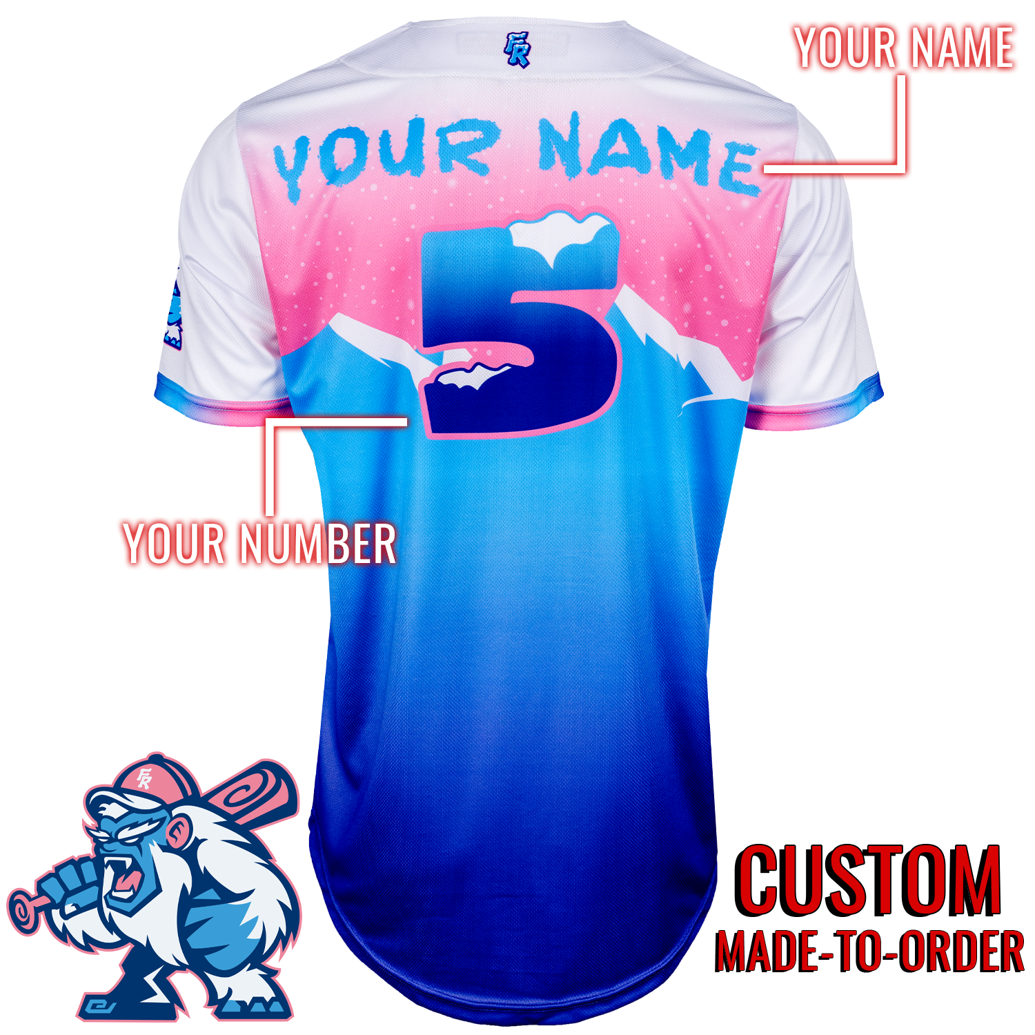 Frozen Ropes Yeti Lifestyle Baseball Jersey *CUSTOM* baseball jersey product view 2