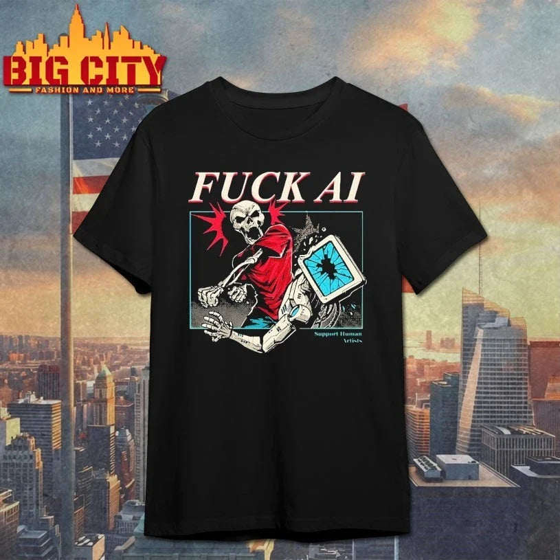 Fuck AI Support Human Artists shirt Unisex T-shirt, Sweatshirt, Hoodie, Long Sleeve Tee - T-Shirt, Sweatshirt, Hoodie