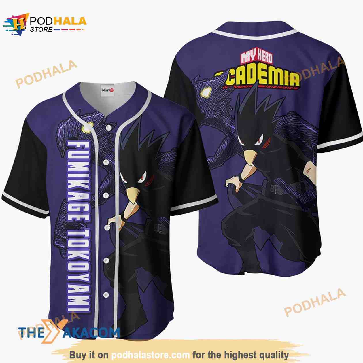 Fumikage Tokoyami My Hero Academia Anime 3D Baseball Jersey Shirt baseball jersey product view 1