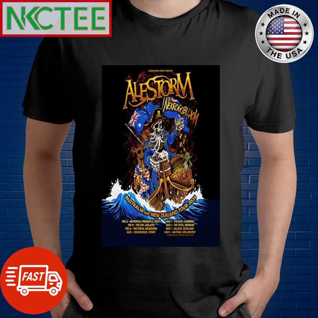Funny Alestorm Australia And New Zealand Tour 2025 Poster Shirt Unisex T-shirt, Sweatshirt, Hoodie, Long Sleeve Tee - T-Shirt, Sweatshirt, Hoodie