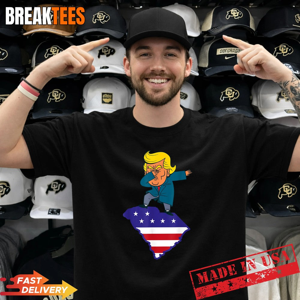 Funny Dabbing Donald Trump US Election South Carolina Map T-Shirt Unisex T-shirt, Sweatshirt, Hoodie, Long Sleeve Tee - T-Shirt, Sweatshirt, Hoodie