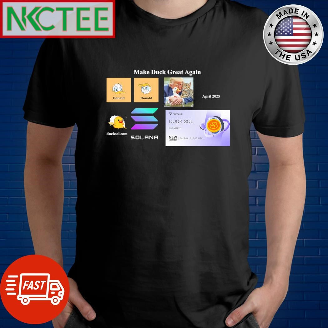 Funny Donald Trump and Donald Duck and FameEX new listing duck coin and Solana shirt Unisex T-shirt, Sweatshirt, Hoodie, Long Sleeve Tee - T-Shirt, Sweatshirt, Hoodie