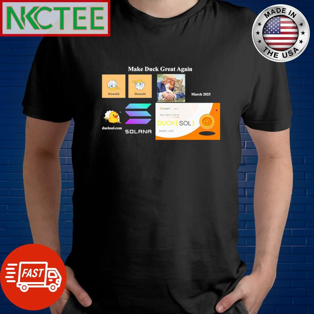 Funny Donald Trump and Donald Duck and OrangeX  new listing duck coin and Solana shirt Unisex T-shirt, Sweatshirt, Hoodie, Long Sleeve Tee - T-Shirt, Sweatshirt, Hoodie