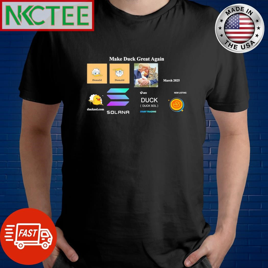 Funny Donald Trump and Donald Duck and UZX new listing duck coin and Solana shirt Unisex T-shirt, Sweatshirt, Hoodie, Long Sleeve Tee - T-Shirt, Sweatshirt, Hoodie