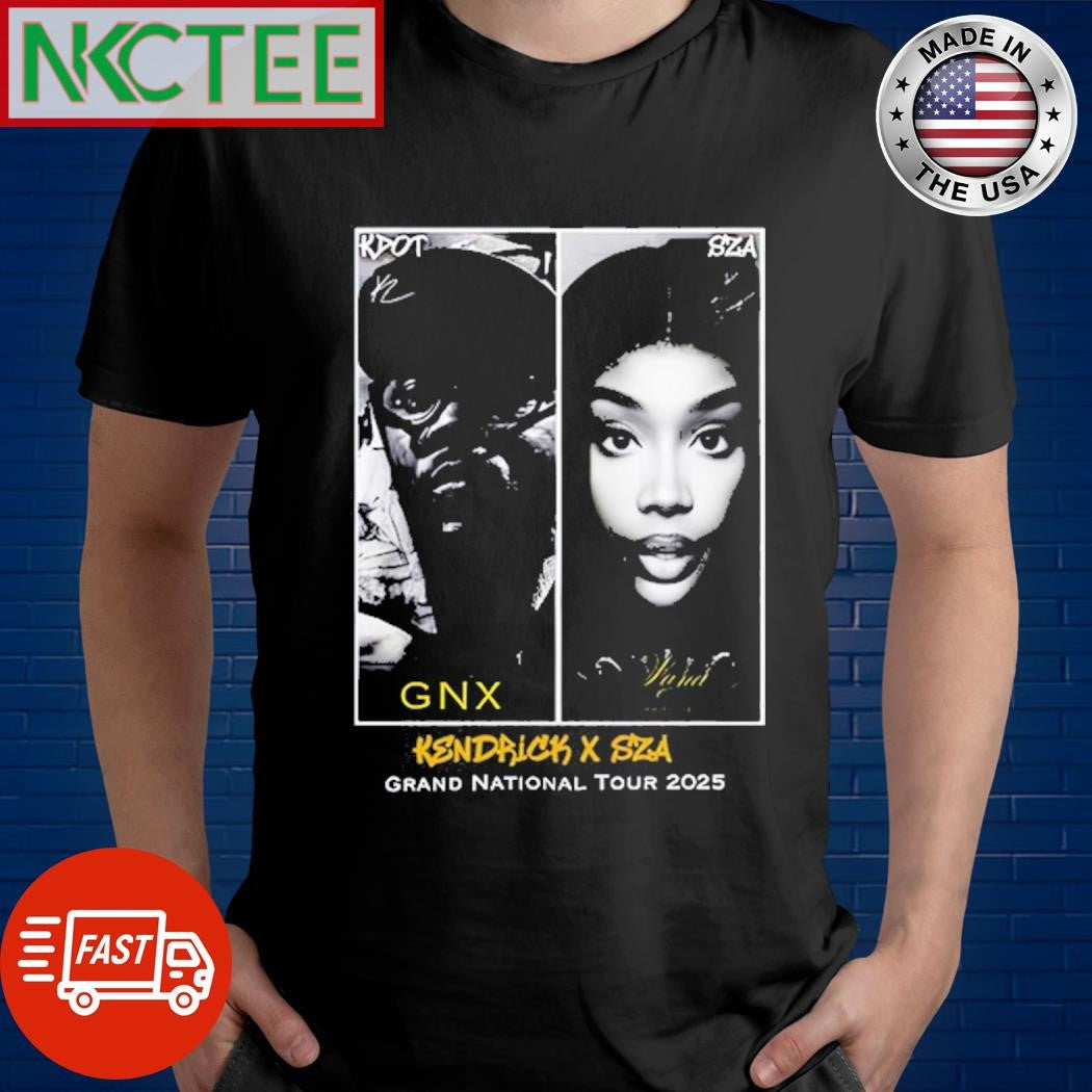 Funny Kendrick Lamar X Sza Grand National Tour 2025 Shirt Unisex T-shirt, Sweatshirt, Hoodie, Long Sleeve Tee - T-Shirt, Sweatshirt, Hoodie