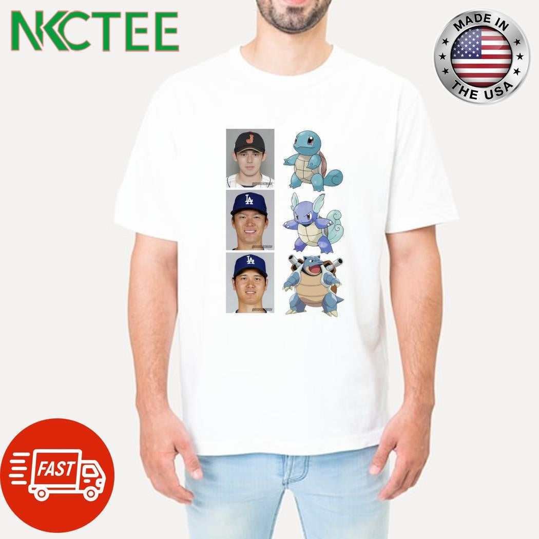 Funny Rki Sasaki Squirtle Yoshinobu Yamamoto Wartortle Shohei Ohtani Blastoise shirt Unisex T-shirt, Sweatshirt, Hoodie, Long Sleeve Tee - T-Shirt, Sweatshirt, Hoodie