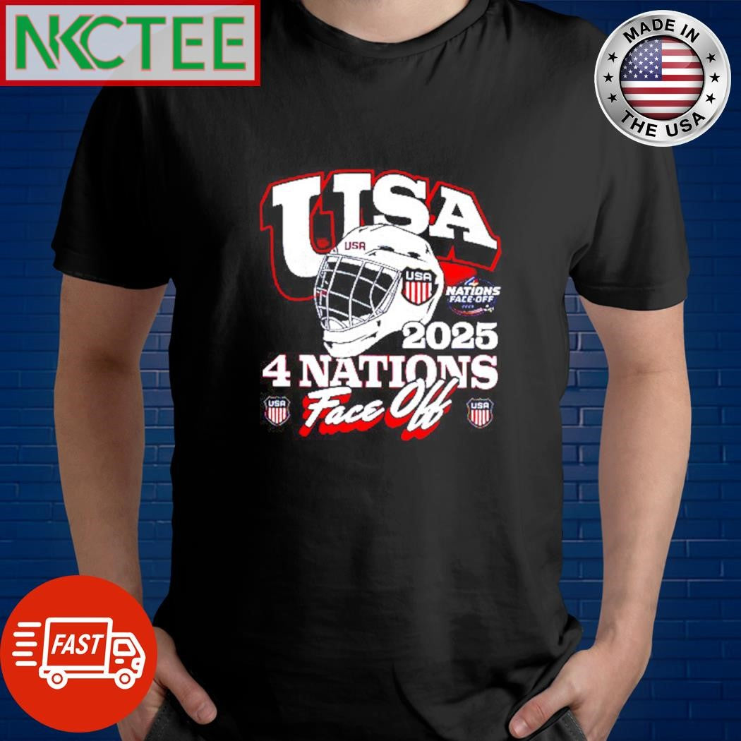 Funny USA 2025 4 Nations Face-Off helmet shirt Unisex T-shirt, Sweatshirt, Hoodie, Long Sleeve Tee - T-Shirt, Sweatshirt, Hoodie