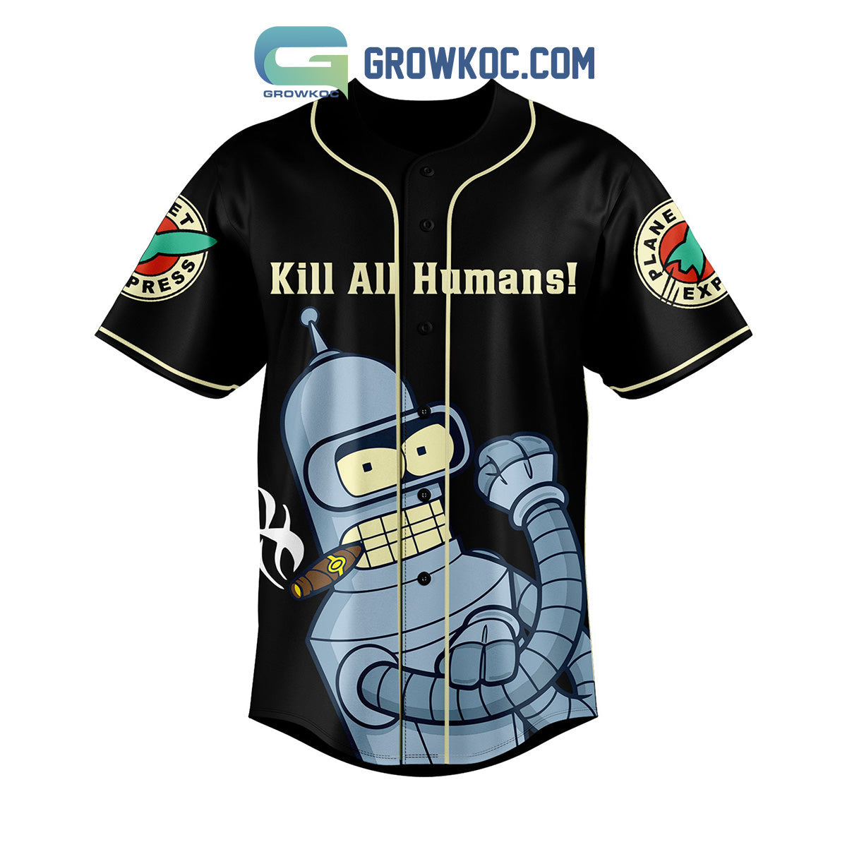 Futurama Bender And Fry Personalized Baseball Jersey Black baseball jersey product view 2