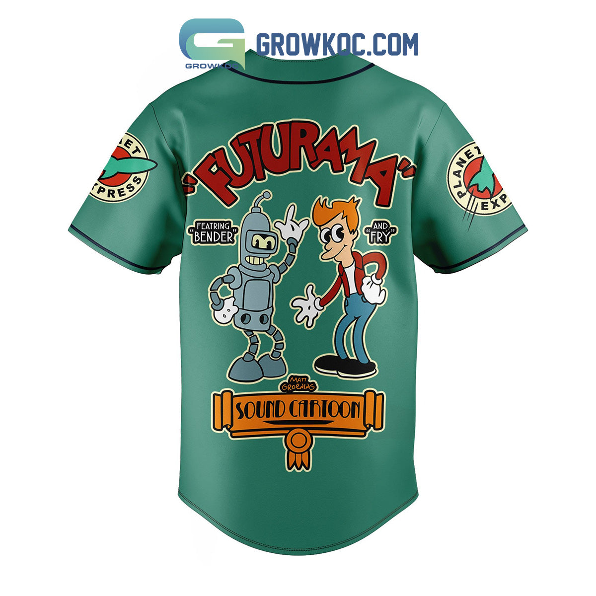 Futurama Bender And Fry Personalized Baseball Jersey Green baseball jersey product view 3