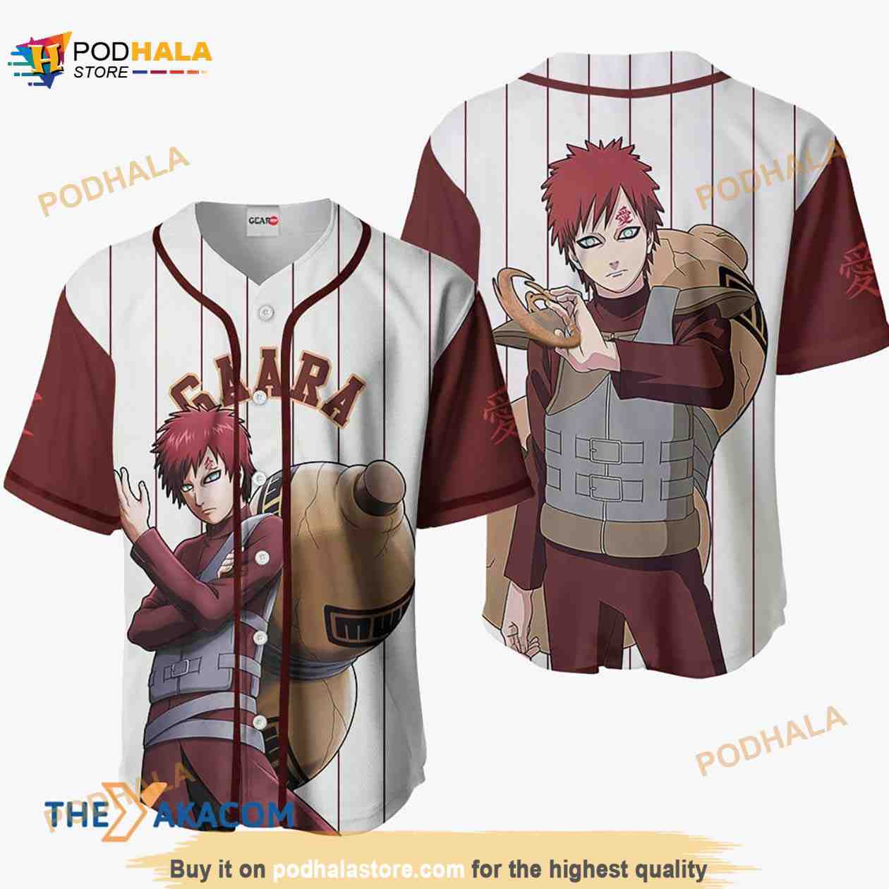 Gaara Anime Sport Style Gift Christmas For Fan 3D Baseball Jersey Shirt baseball jersey product view 1