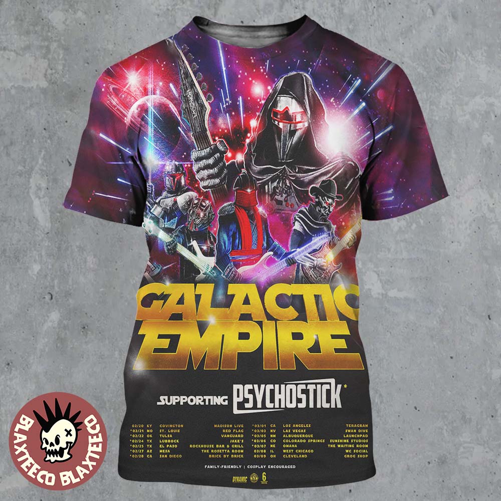 Galactic Empire North America 2026 Tour Schedule Dates All Over Print Shirt Unisex T-shirt, Sweatshirt, Hoodie, Long Sleeve Tee - T-Shirt, Sweatshirt, Hoodie