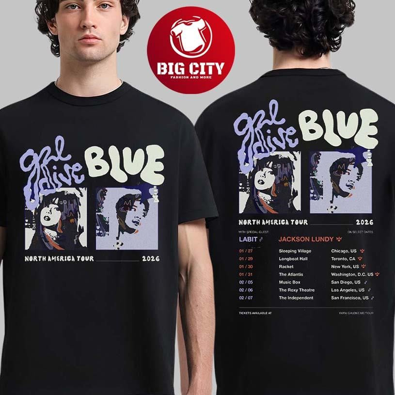Galdive Blue North America Tour 2026 Schedule Dates Two Sided Shirt Unisex T-shirt, Sweatshirt, Hoodie, Long Sleeve Tee - T-Shirt, Sweatshirt, Hoodie