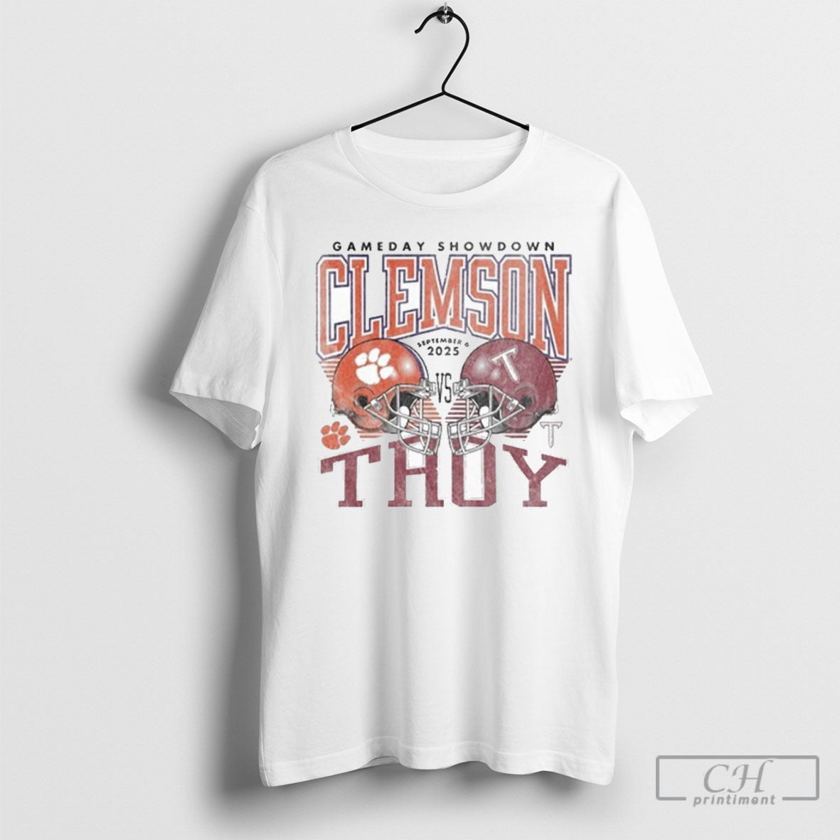 Gameday Showdown 2025 Clemson Vs Troy Matchup T T Shirt Unisex T-shirt, Sweatshirt, Hoodie, Long Sleeve Tee - T-Shirt, Sweatshirt, Hoodie