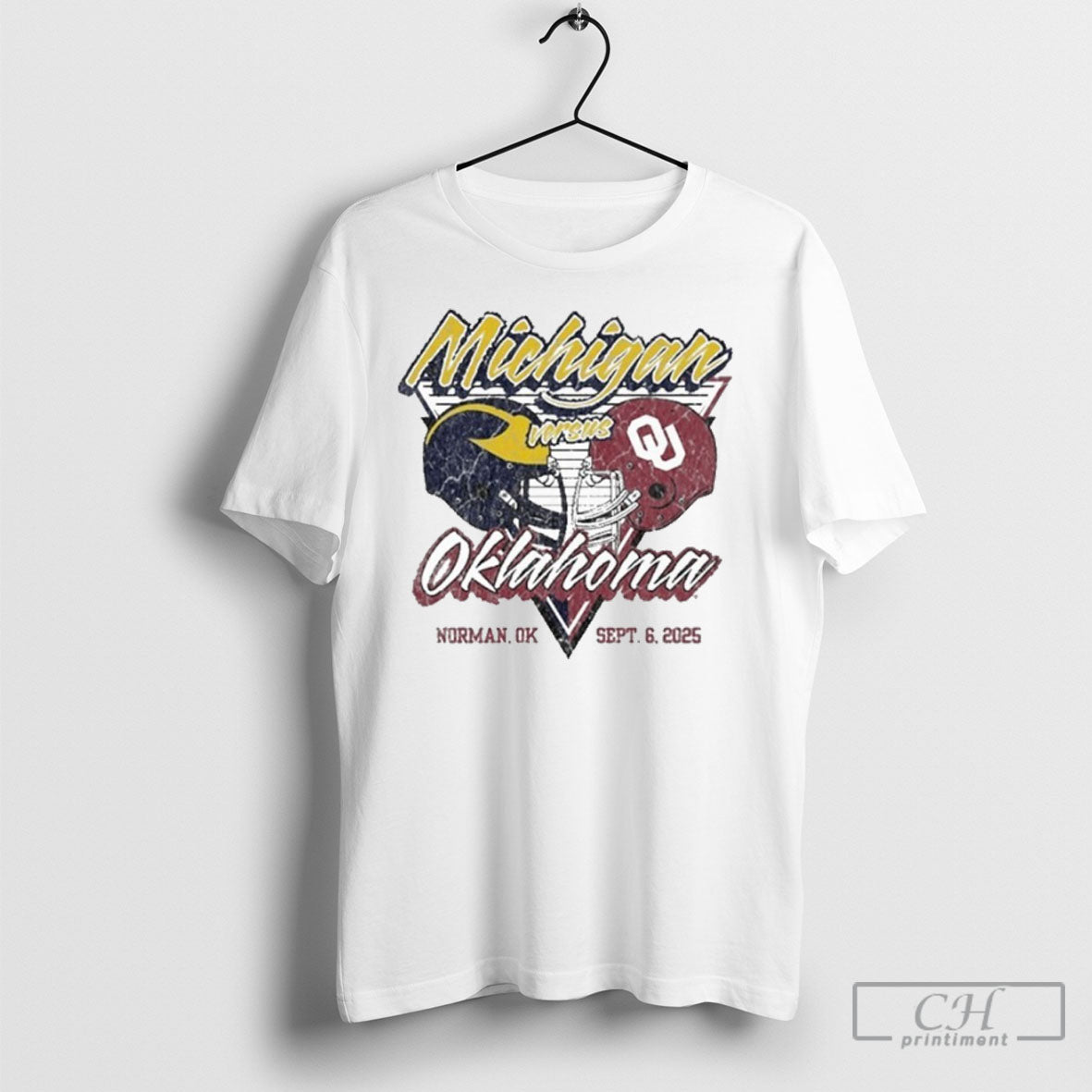Gameday Showdown 2025 Michigan Vs Oklahoma Matchup T T Shirt Unisex T-shirt, Sweatshirt, Hoodie, Long Sleeve Tee - T-Shirt, Sweatshirt, Hoodie