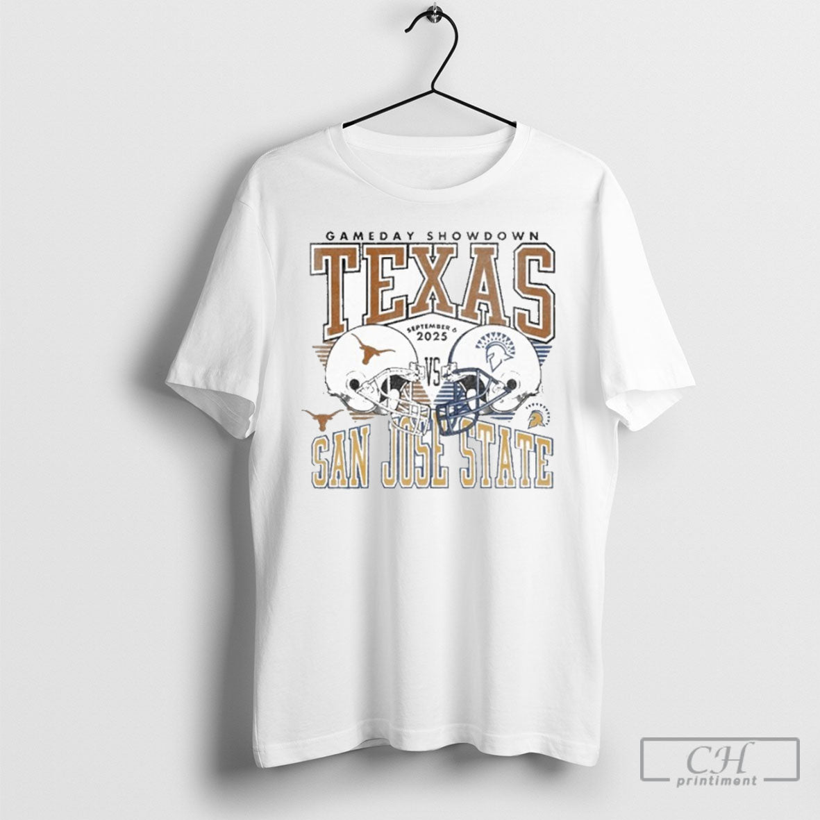 Gameday Texas Vs San Jose State September 6 2025 Duel Helmet Shirt Tee Unisex T-shirt, Sweatshirt, Hoodie, Long Sleeve Tee - T-Shirt, Sweatshirt, Hoodie