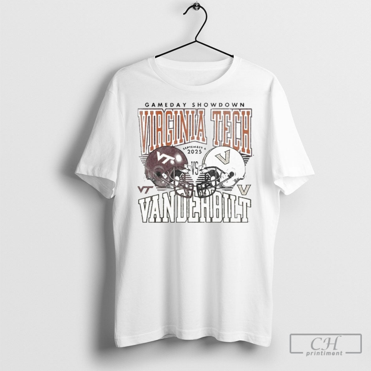 Gameday Virginia Tech Vs Vanderbilt September 6 2025 Duel Helmet Shirt Tee Unisex T-shirt, Sweatshirt, Hoodie, Long Sleeve Tee - T-Shirt, Sweatshirt, Hoodie