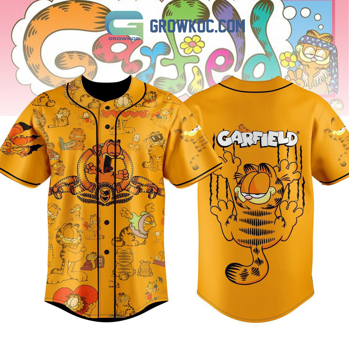 Garfield Funny Art Baseball Jersey baseball jersey product view 1