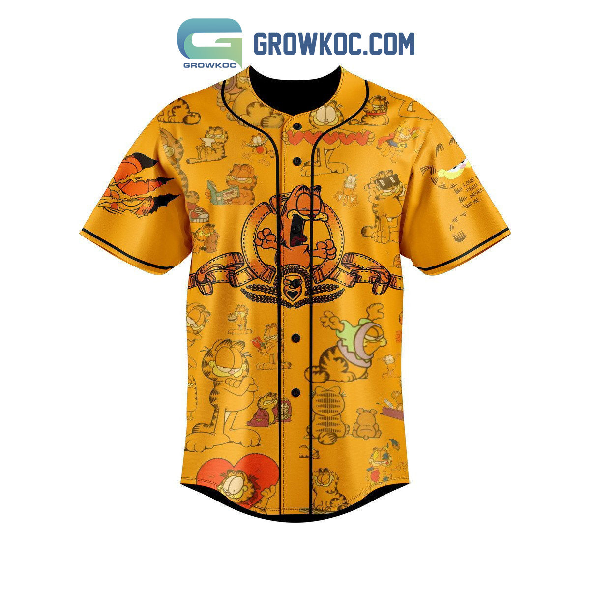 Garfield Funny Art Baseball Jersey baseball jersey product view 2