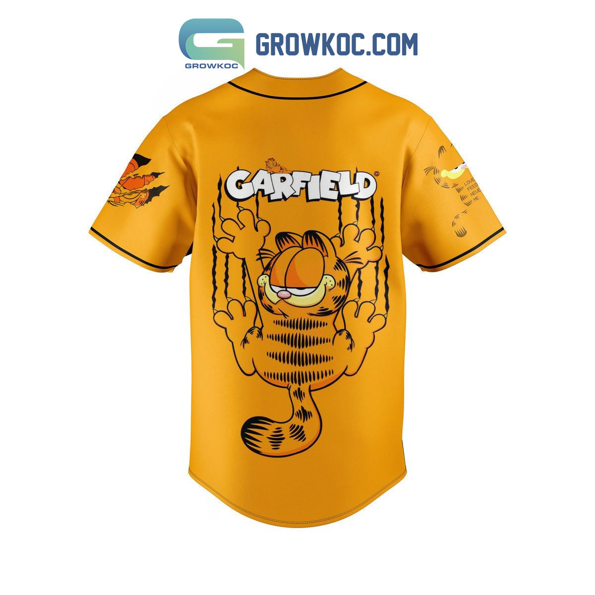 Garfield Funny Art Baseball Jersey baseball jersey product view 3