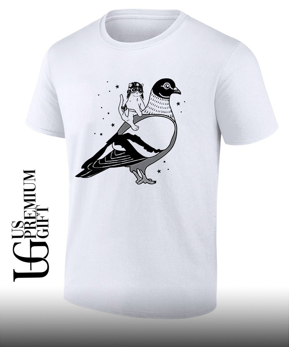 Gary the cat riding a Pigeon shirt Unisex T-shirt, Sweatshirt, Hoodie, Long Sleeve Tee - T-Shirt, Sweatshirt, Hoodie