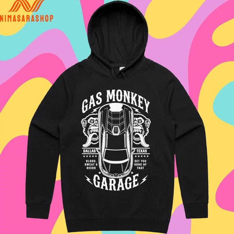 Gas Monkey Garage Top Down Dallas Texas Blood Sweat - Adult & Kids T-Shirts, Sweatshirts & Hoodies apparel design preview 2
