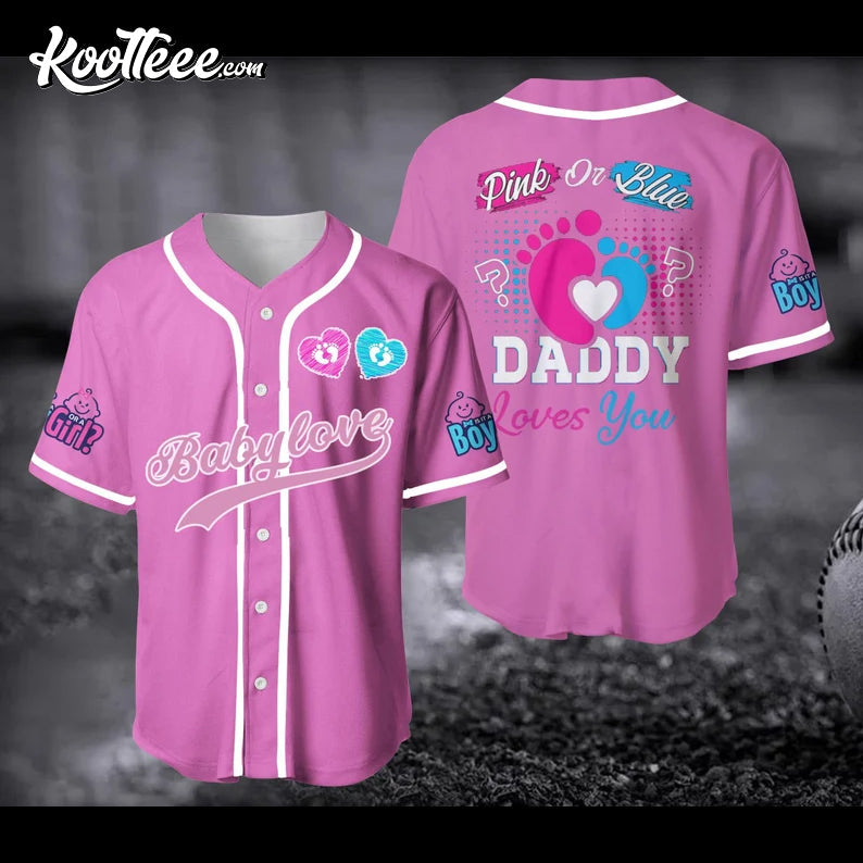 Gender Reveal Pink or Blue We Love You Girl Baseball Jersey baseball jersey product view 1