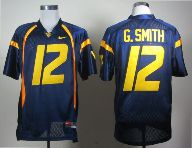 Geno Smith 12 Blue College Football Jersey football jersey product view 1