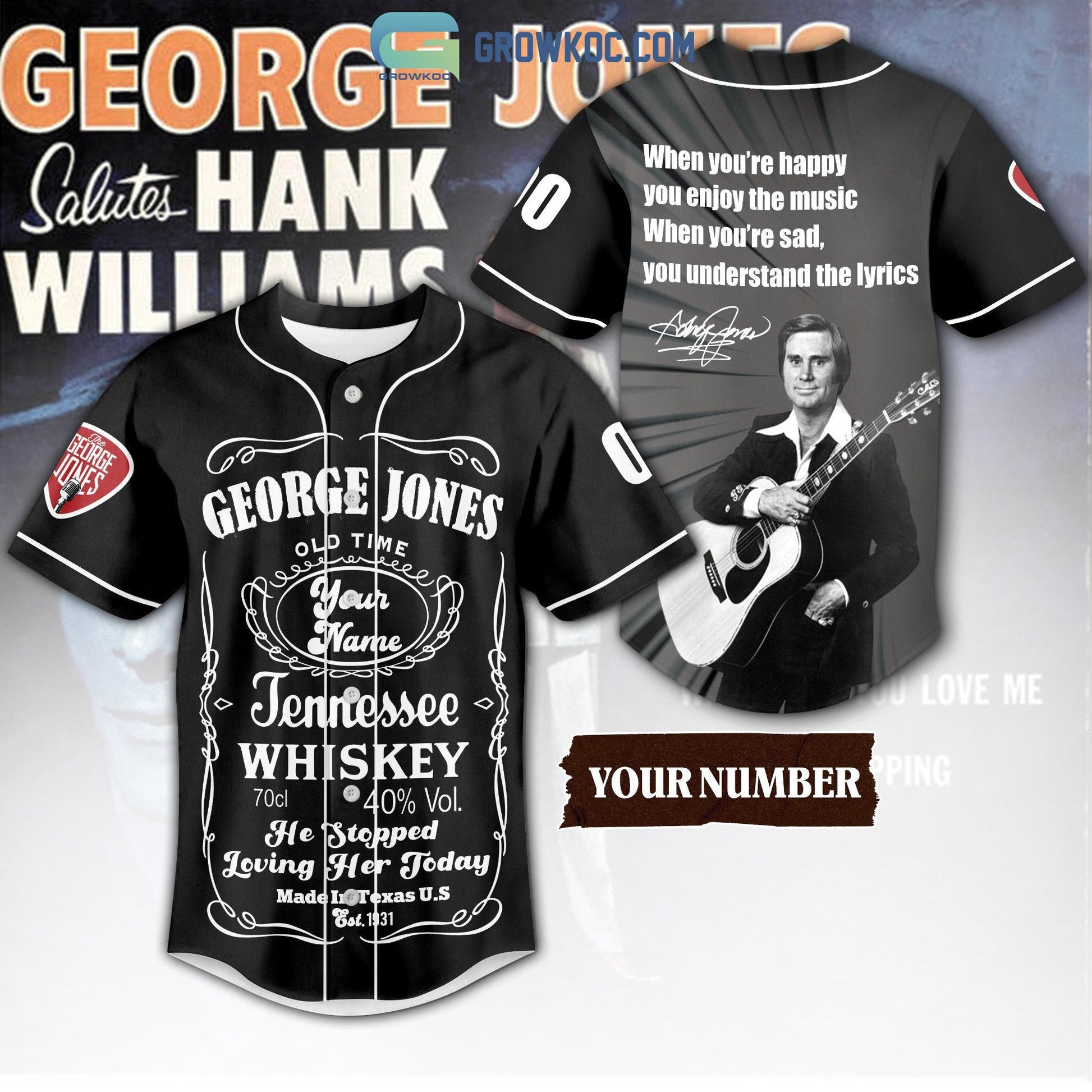 George Jones He Stopped Loving Her Today Personalized Baseball Jersey baseball jersey product view 1
