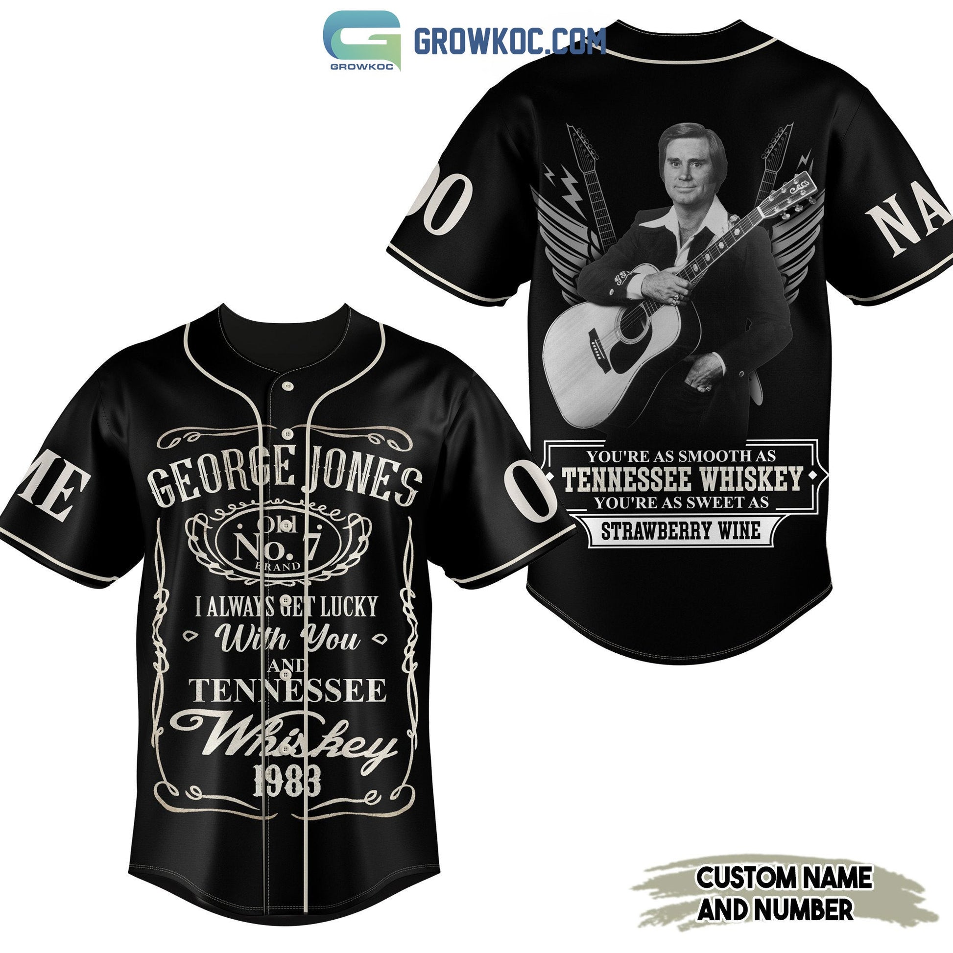George Jones Tennessee Whiskey Personalized Baseball Jersey baseball jersey product view 1