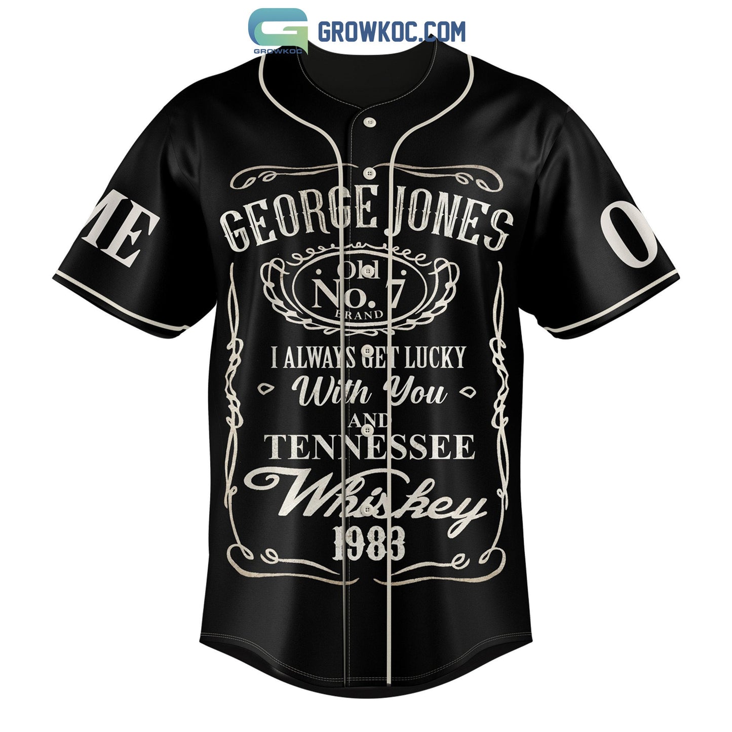 George Jones Tennessee Whiskey Personalized Baseball Jersey baseball jersey product view 2