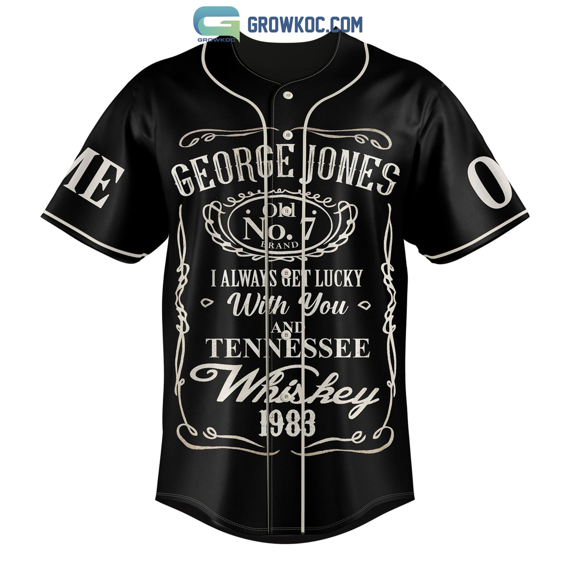 George Jones Tennessee Whiskey Personalized Baseball Jersey baseball jersey product view 2
