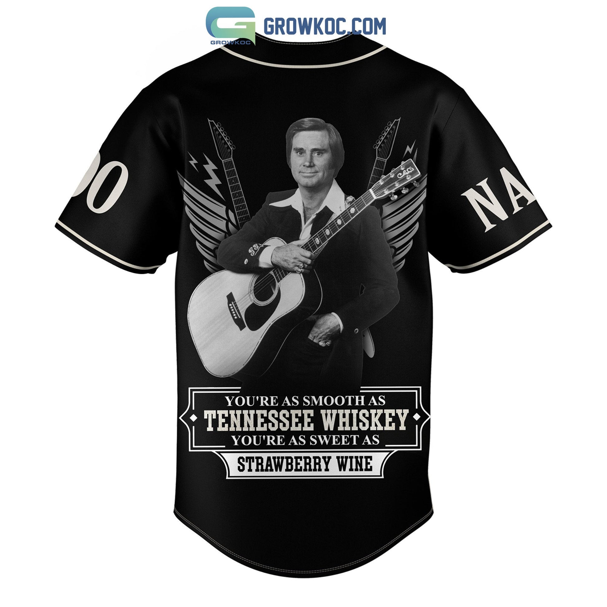 George Jones Tennessee Whiskey Personalized Baseball Jersey baseball jersey product view 3