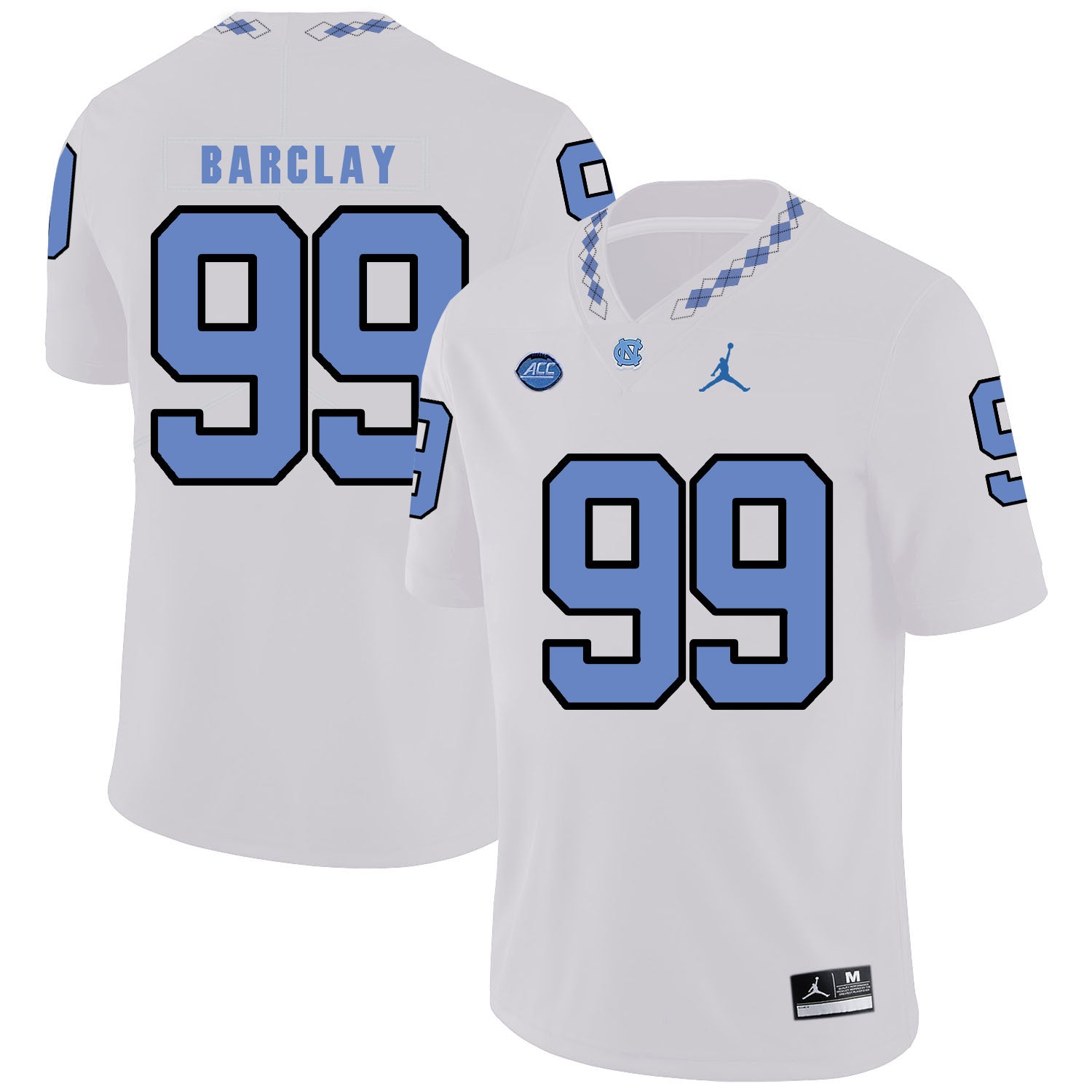 George Barclay 99 White College Football Jersey football jersey product view 1