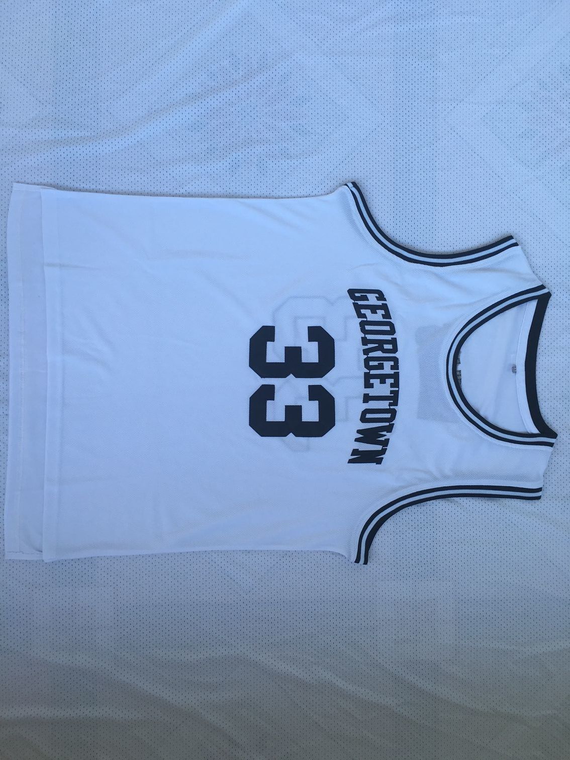 Georgetown Hoyas #33 Patrick Ewing Patrick · Ewing 33 White Jersey Style 1 College Football Jersey football jersey product view 1
