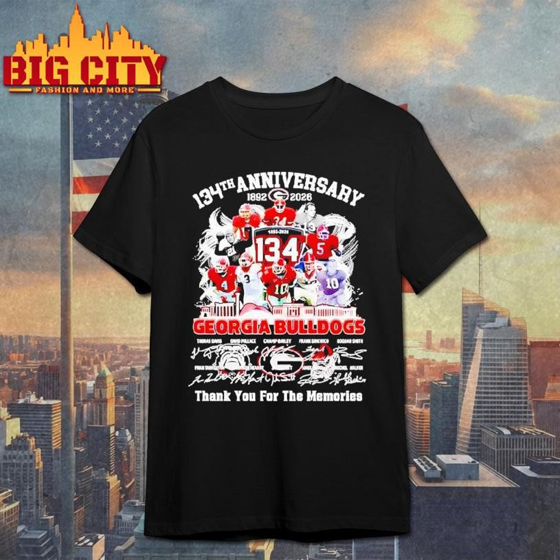 Georgia Bulldogs 134th Anniversary 1892-2026 Commemorative Signatures Players Shirt Unisex T-shirt, Sweatshirt, Hoodie, Long Sleeve Tee - T-Shirt, Sweatshirt, Hoodie