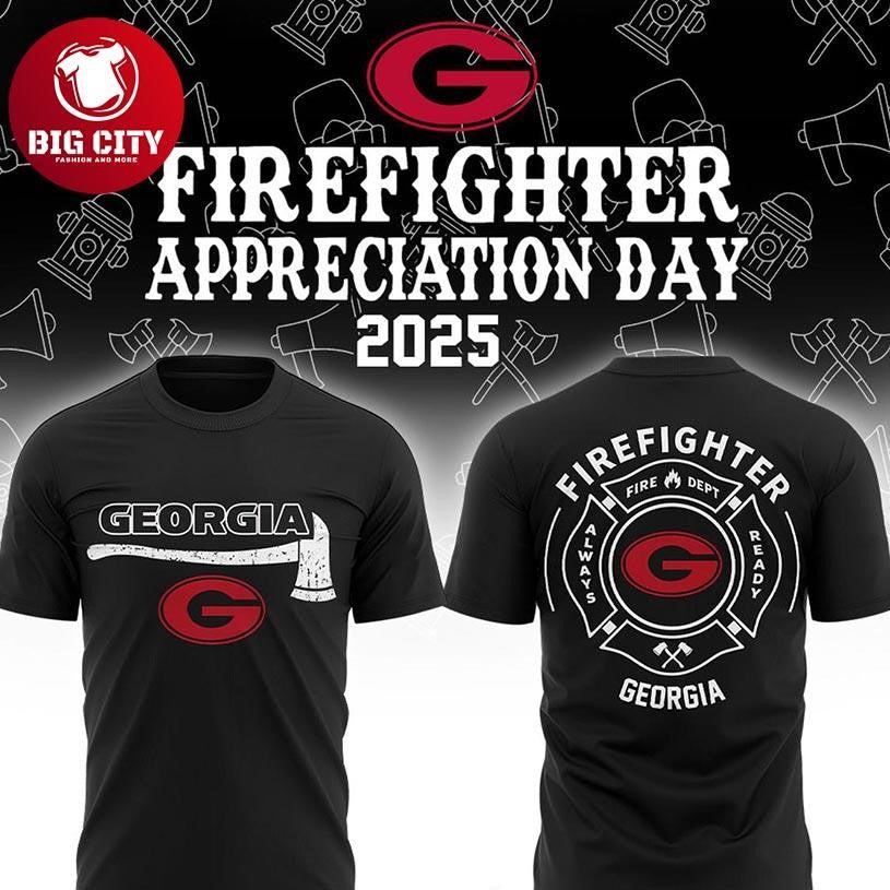 Official Georgia Bulldogs Firefighter Appreciation Day Of Christmas 2025 Two Sided Shirt Unisex T-shirt, Sweatshirt, Hoodie, Long Sleeve Tee - T-Shirt, Sweatshirt, Hoodie