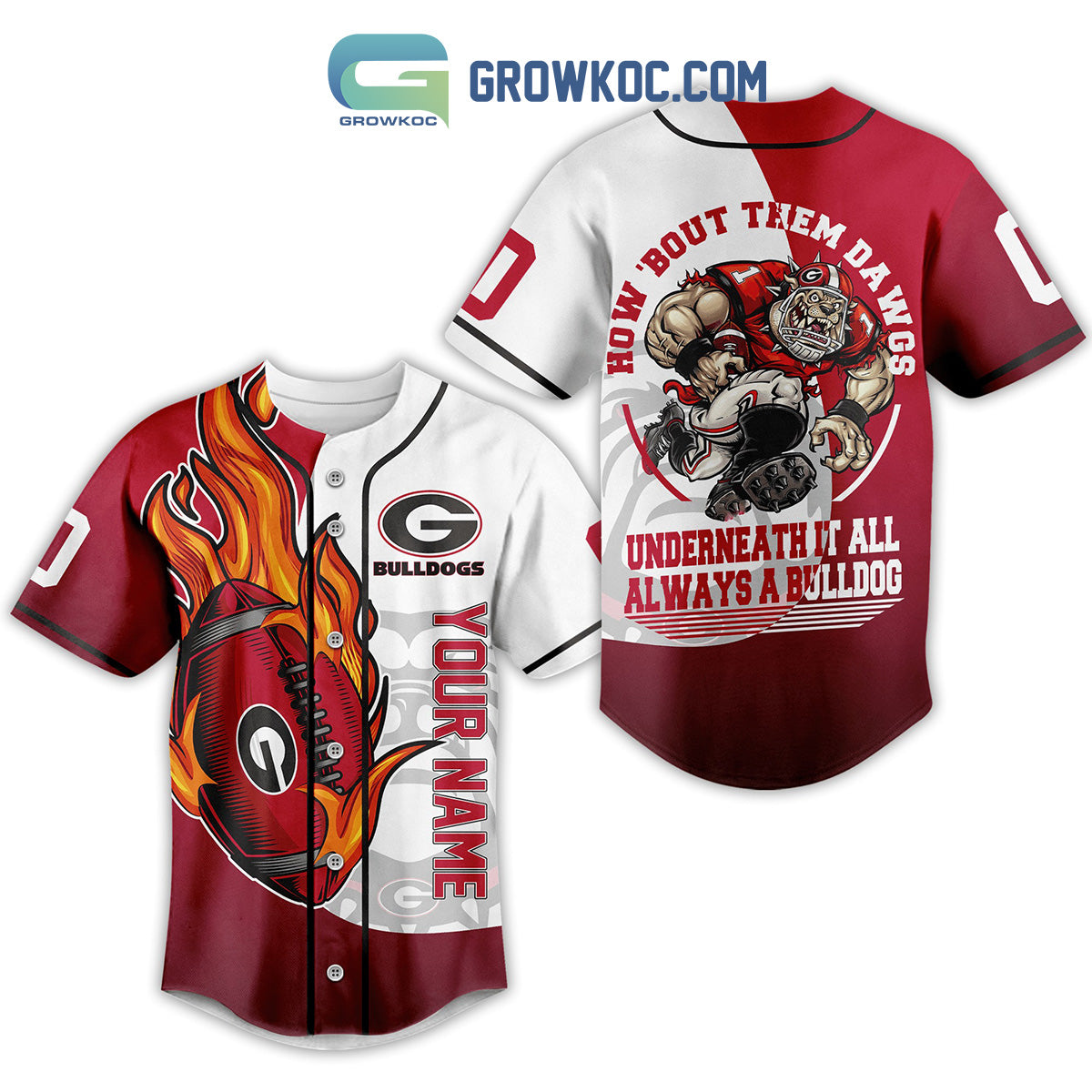 Georgia Bulldogs How ‘Bout Them Dawgs Underneath It All Always A Bulldog Personalized Baseball Jersey baseball jersey product view 1