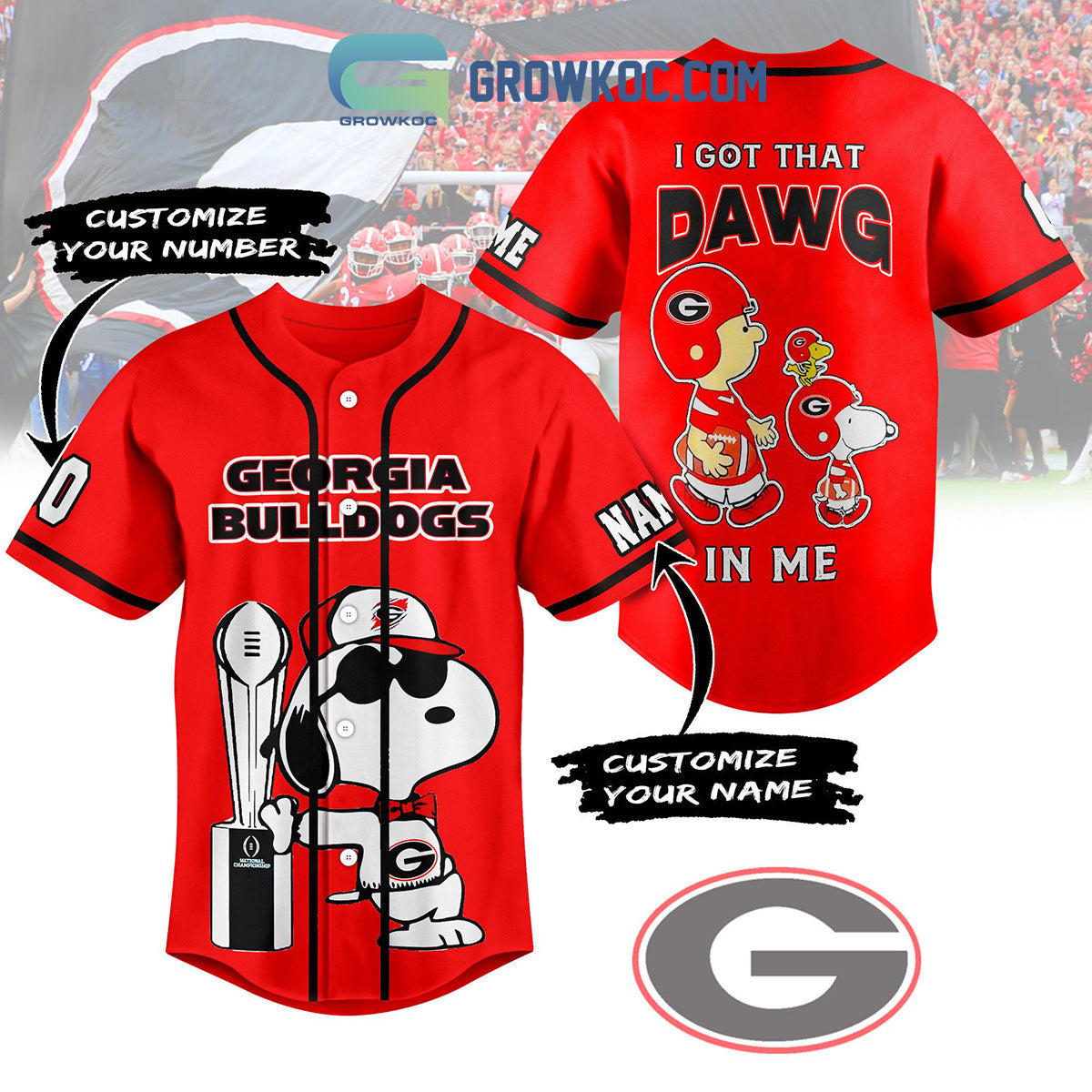 Georgia Bulldogs I Got That Dawg In My Personalized Baseball Jersey baseball jersey product view 1