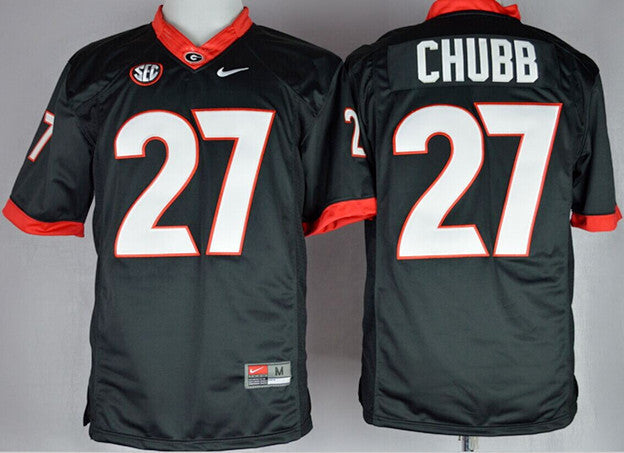 Georgia Black Custom College Football Jersey football jersey product view 1