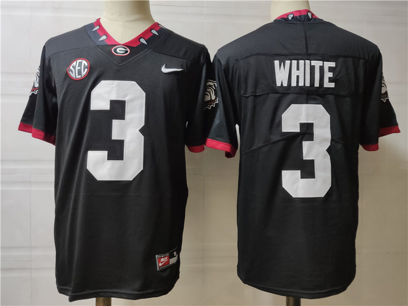 Georgia Bulldogs #3 White College Football Jersey football jersey product view 1