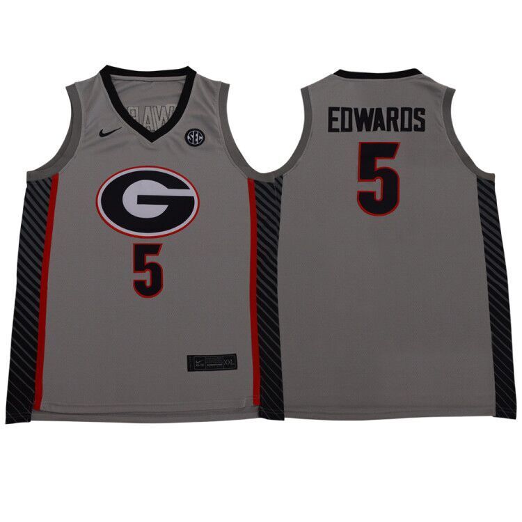 Georgia Bulldogs #5 Anthony Edwards Basketball College Football Jersey football jersey product view 1