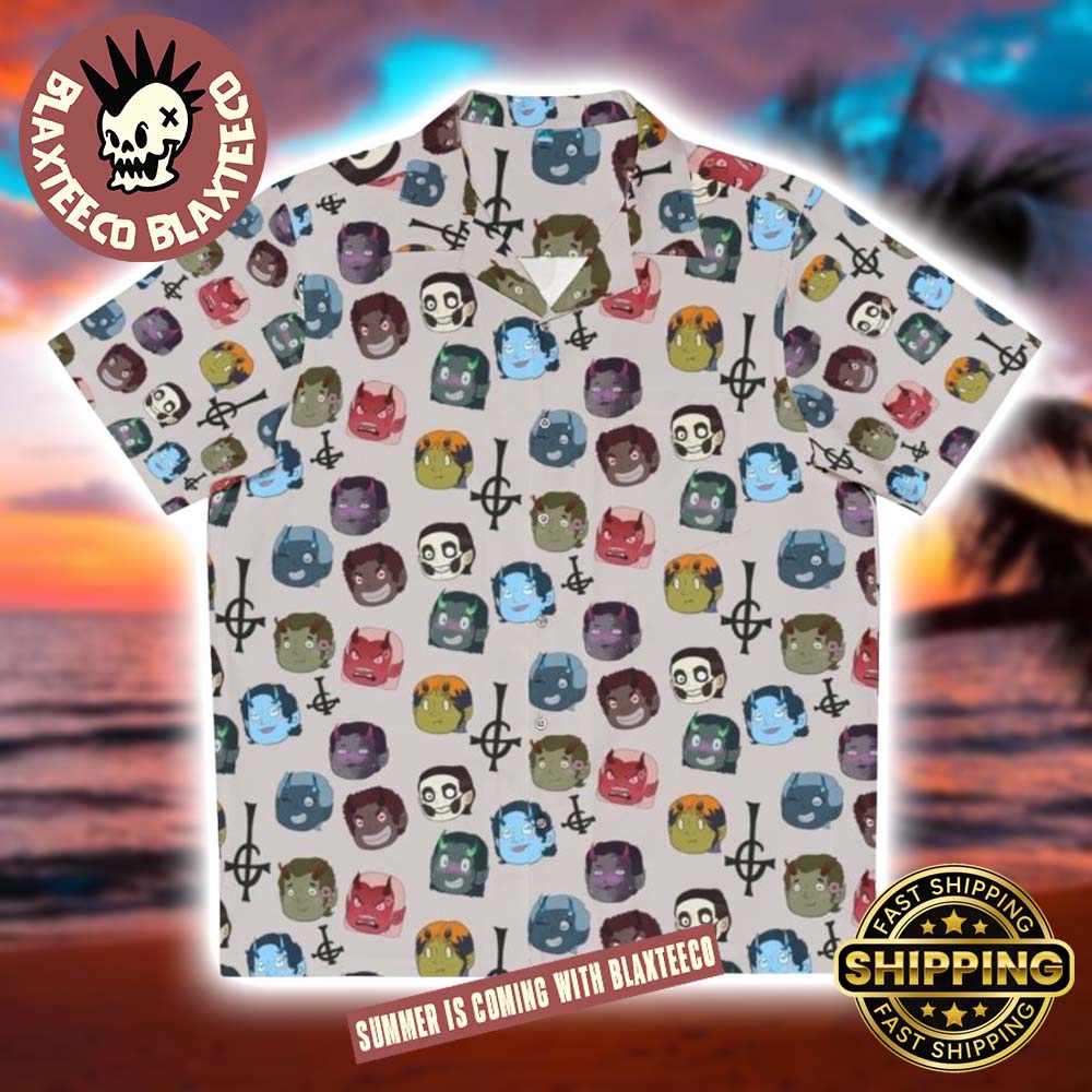 Ghost Band Cute And Funny Band Symbols Pattern Papa Emeritus Summer 2025 Hawaiian Shirt Unisex T-shirt, Sweatshirt, Hoodie, Long Sleeve Tee - T-Shirt, Sweatshirt, Hoodie