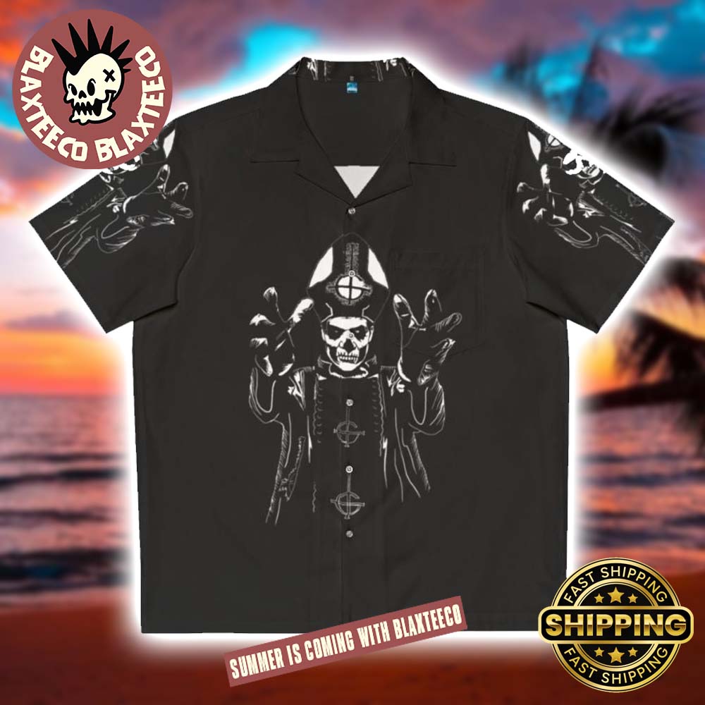 Ghost Band Papa Emeritus Black 2025 Summer Hawaiian Shirt Unisex T-shirt, Sweatshirt, Hoodie, Long Sleeve Tee - T-Shirt, Sweatshirt, Hoodie